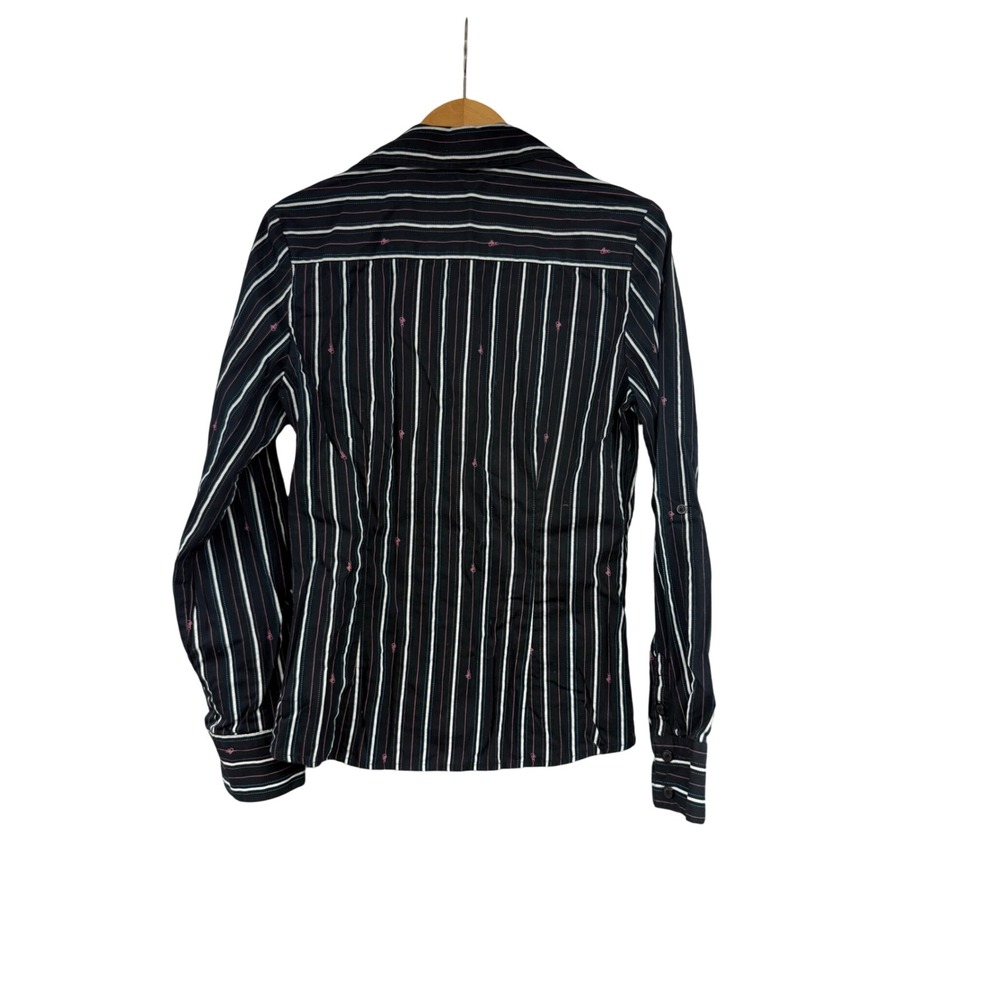 Fox Racing Womens Y2K Black Striped Button Down Shirt Long Sleeve Cotton Size M - Picture 5 of 7